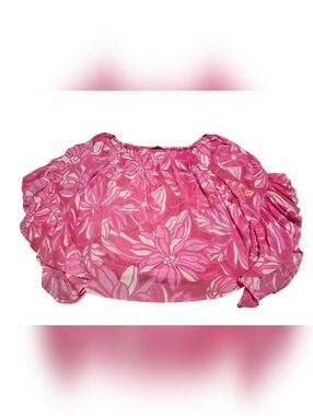 Unique Spectrum Tropical Print Off-The-Shoulder Ruffle Sleeve Top EUC Size XL